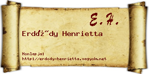 Erdődy Henrietta névjegykártya